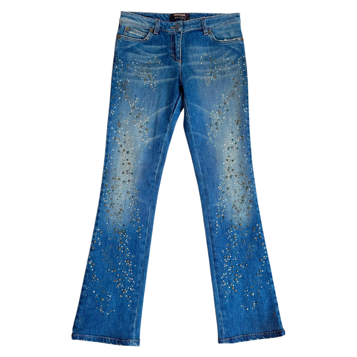 Roberto Cavalli Bootcut Jeans Blue Denim Studded
