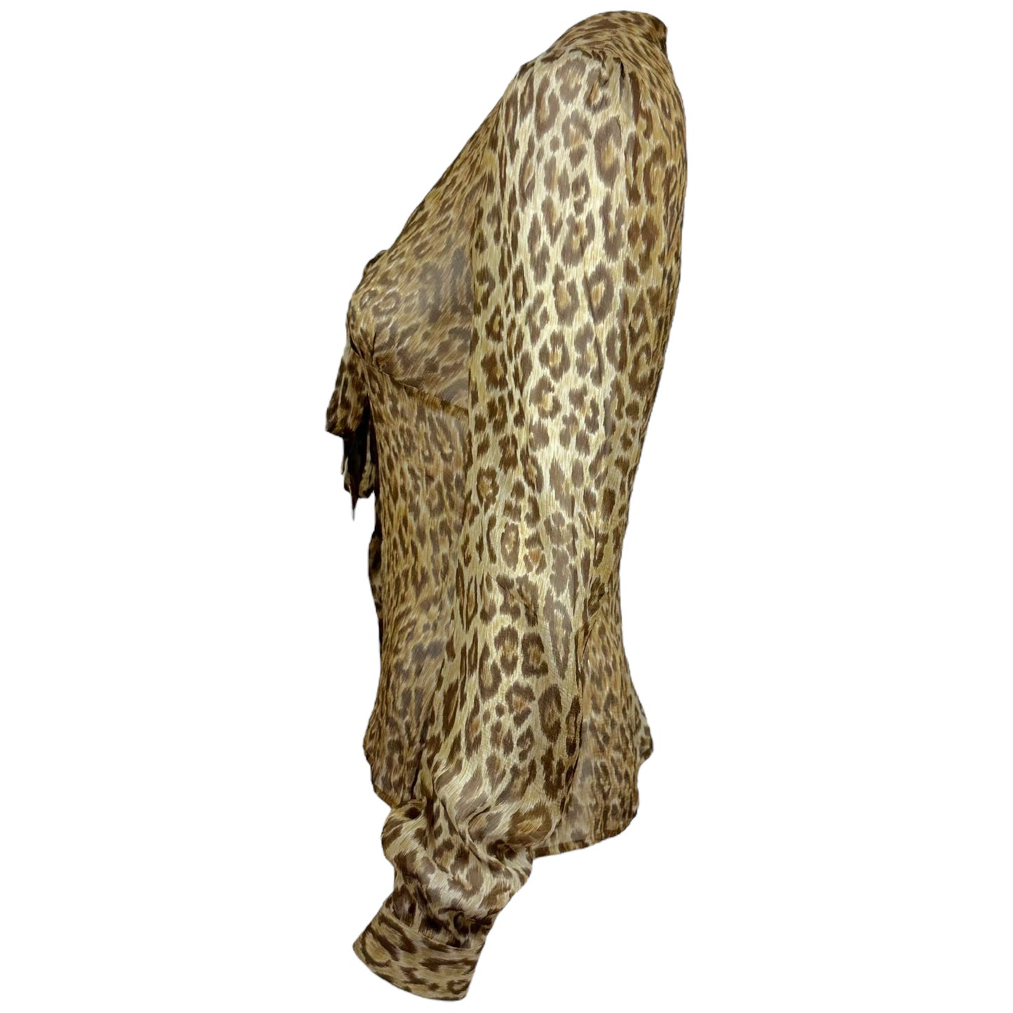 D&G Dolce & Gabbana Leopard Semi-Sheer Silk Blouse