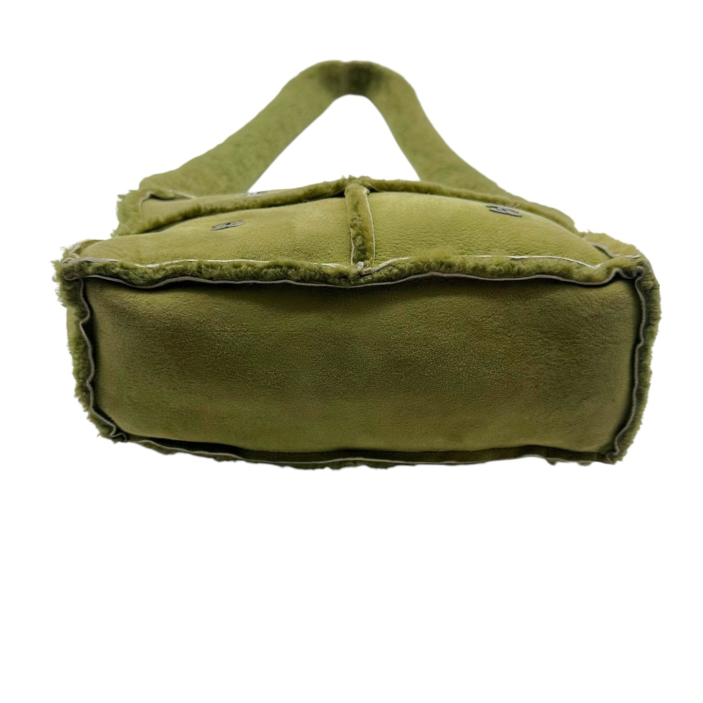 Chanel Green Shearling Crossbody Bag 2000s Vintage