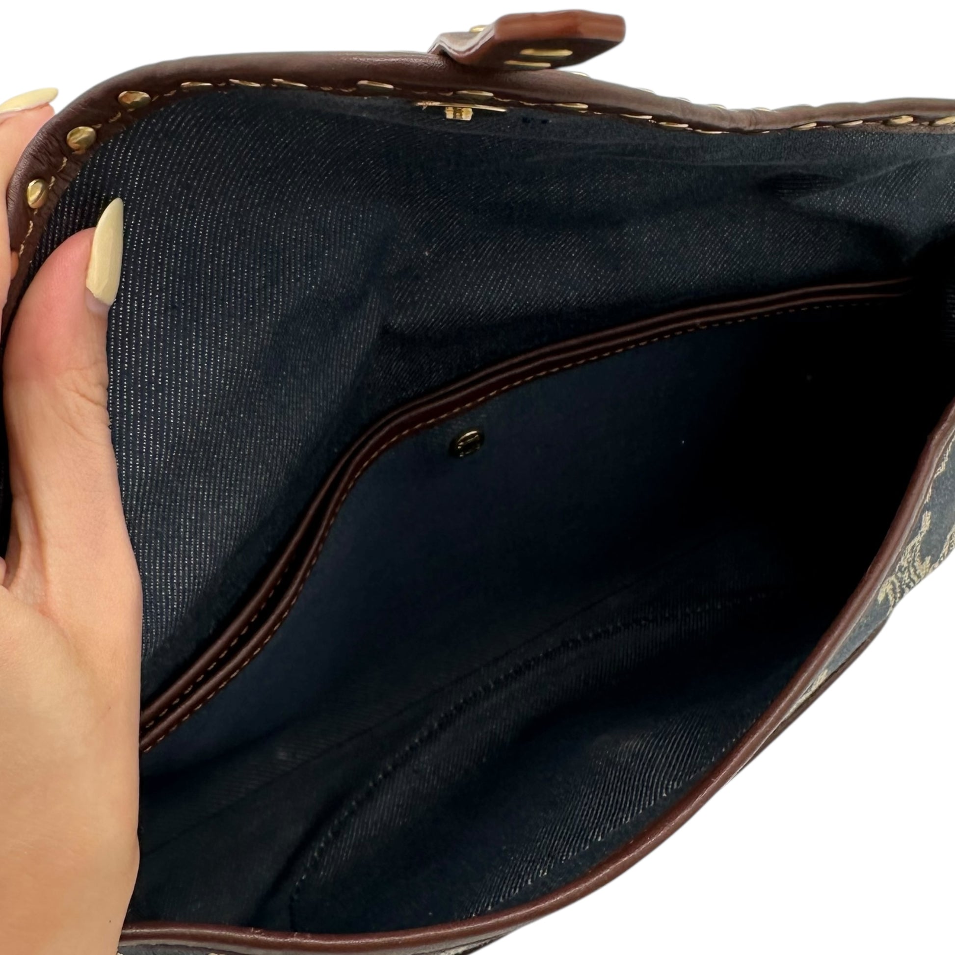 Celine Blue Denim Triomphe Monogram Poulbot Bag - Outfit Repeater