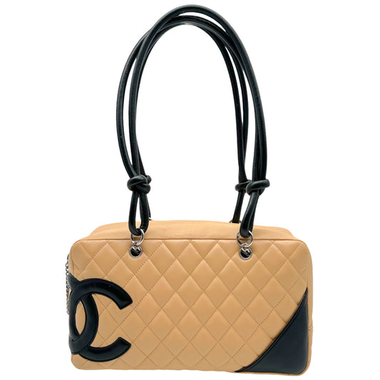 Chanel Beige & Black Matelasse Cambon Bowler Shoulder Bag 2004-05