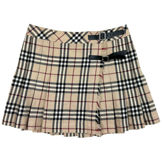 Burberry Blue Label Classic Tan Plaid Pleated Mini Skirt