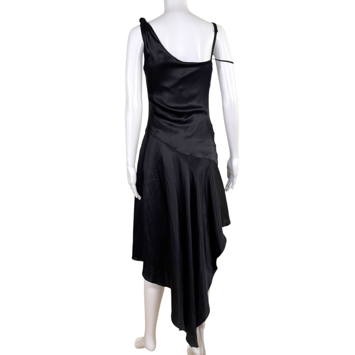 Dolce & Gabbana Black Silk Asymmetrical Midi Dress