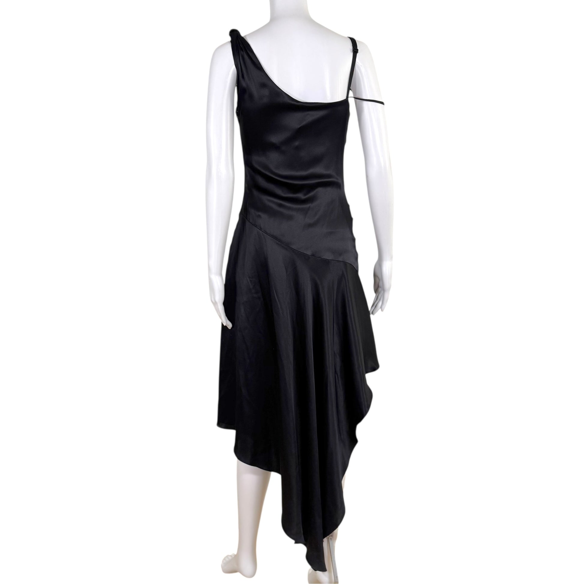 Dolce & Gabbana Black Silk Asymmetrical Midi Dress