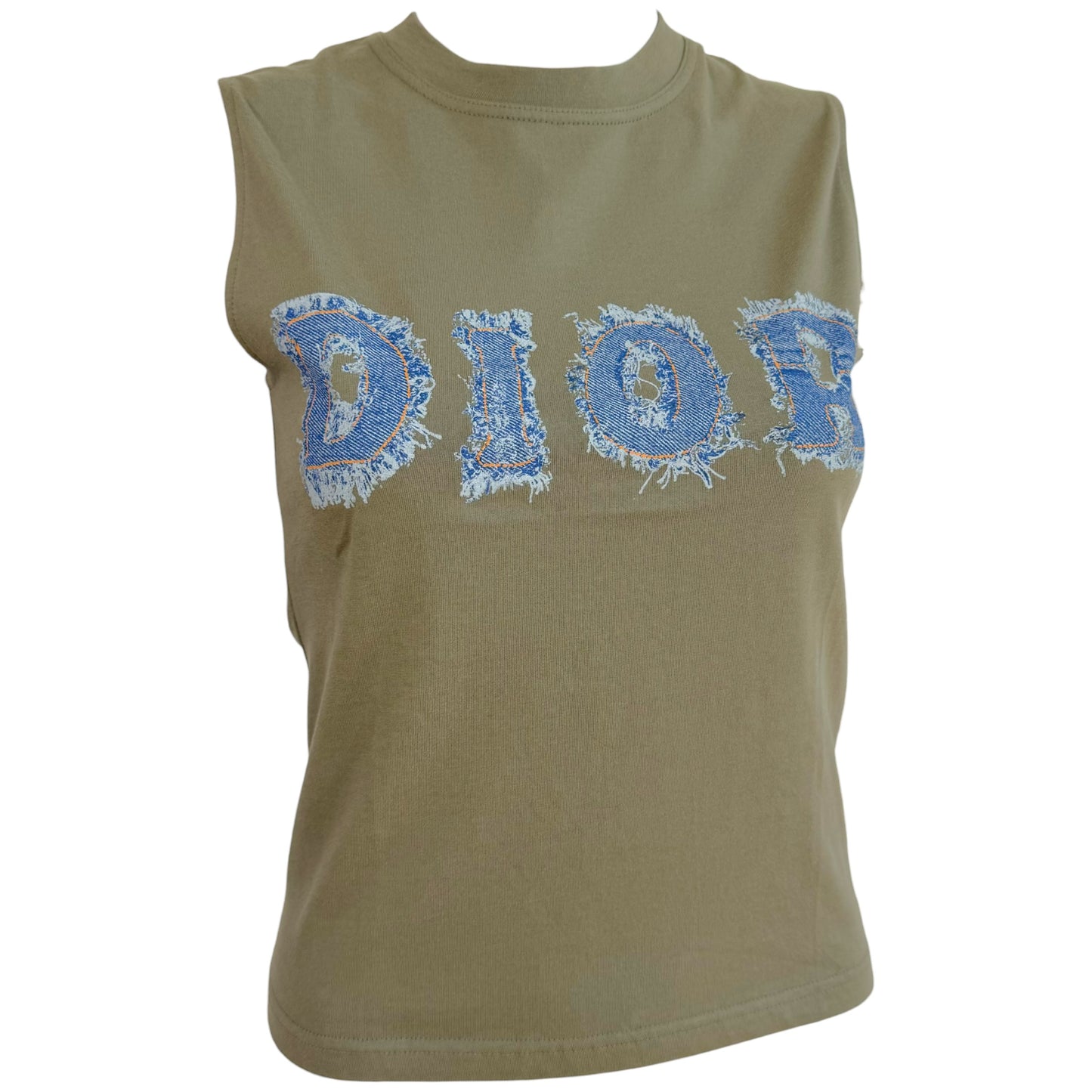 Christian Dior Denim Logo Print Tank Khaki Green