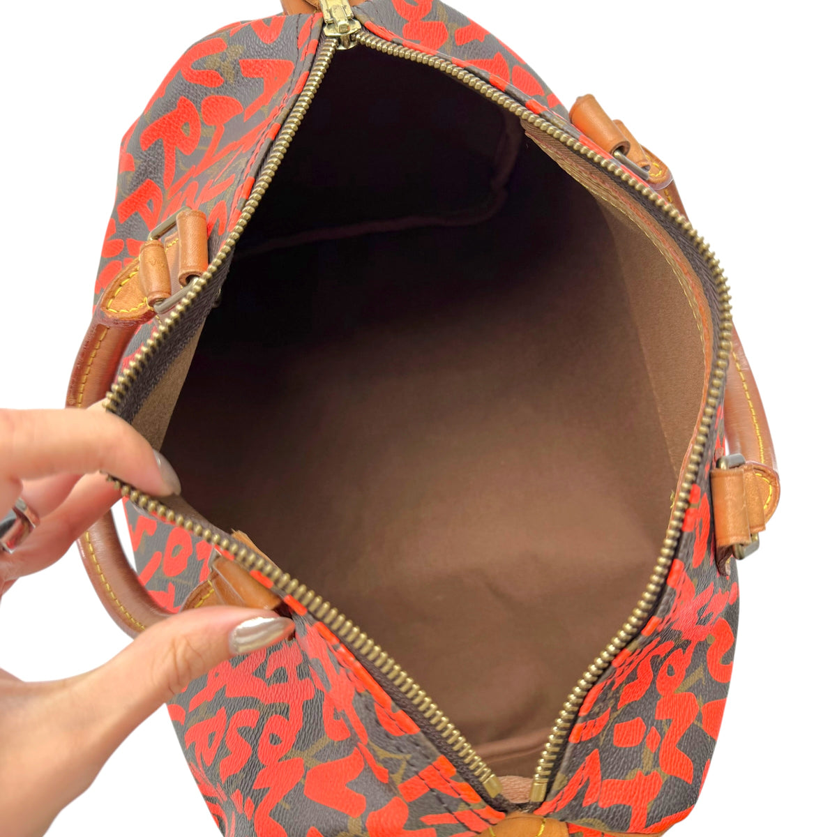 Louis Vuitton Speedy 30 Handbag Orange Graffiti Canvas