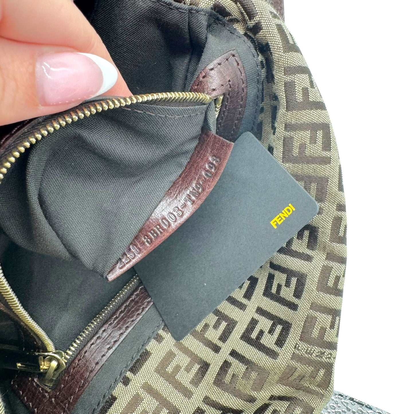 Fendi Beige & Brown Zucchino Monogram Fold-Over Baguette Bag