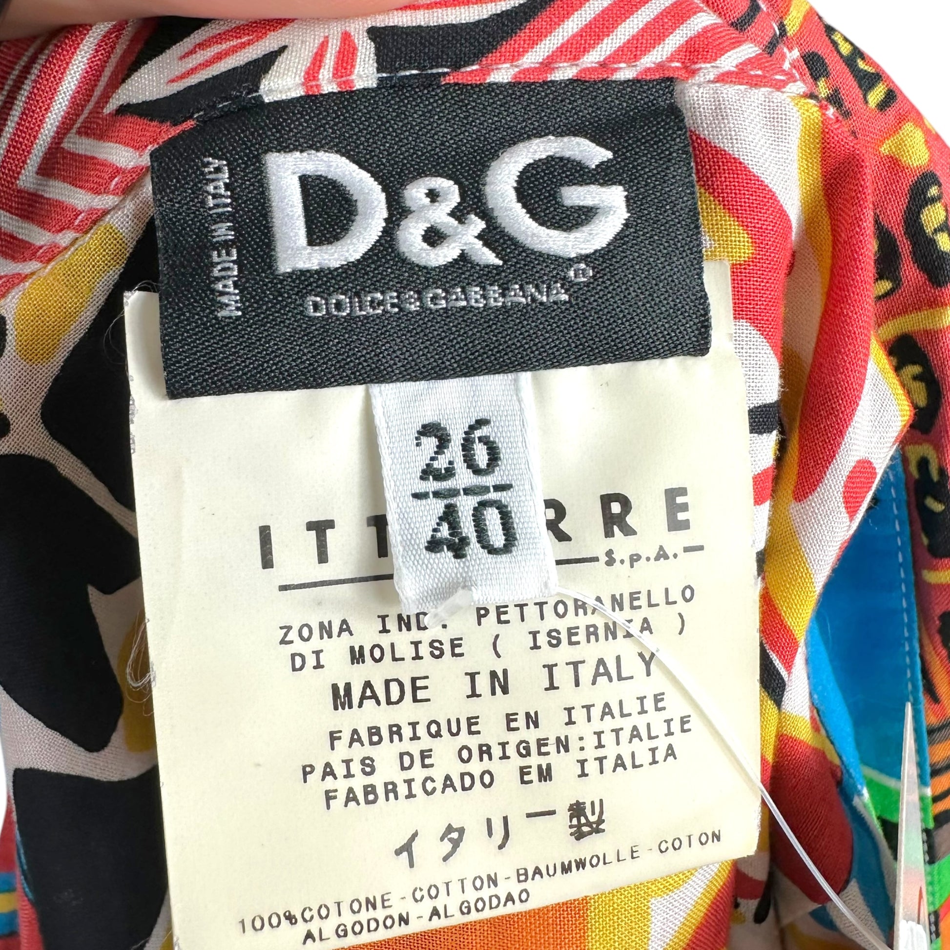 D&G Cotton Button Up Blouse Multicolor Tribal Print