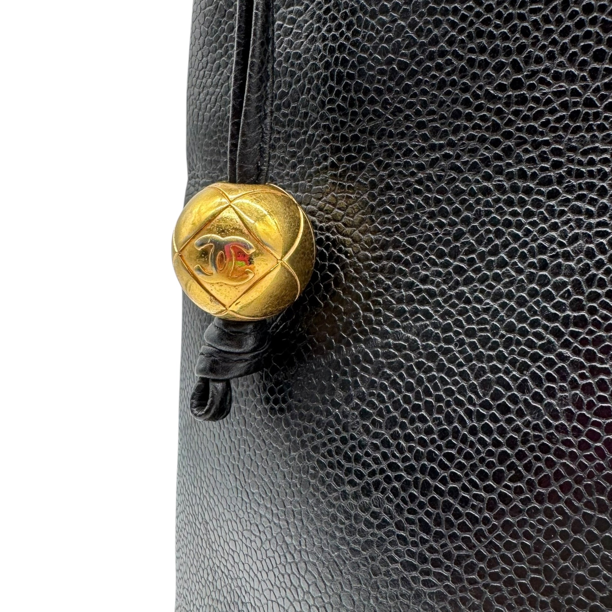 Chanel Black Caviar Leather Big CC Logo Tote Bag 1991-1994 - Outfit Repeater