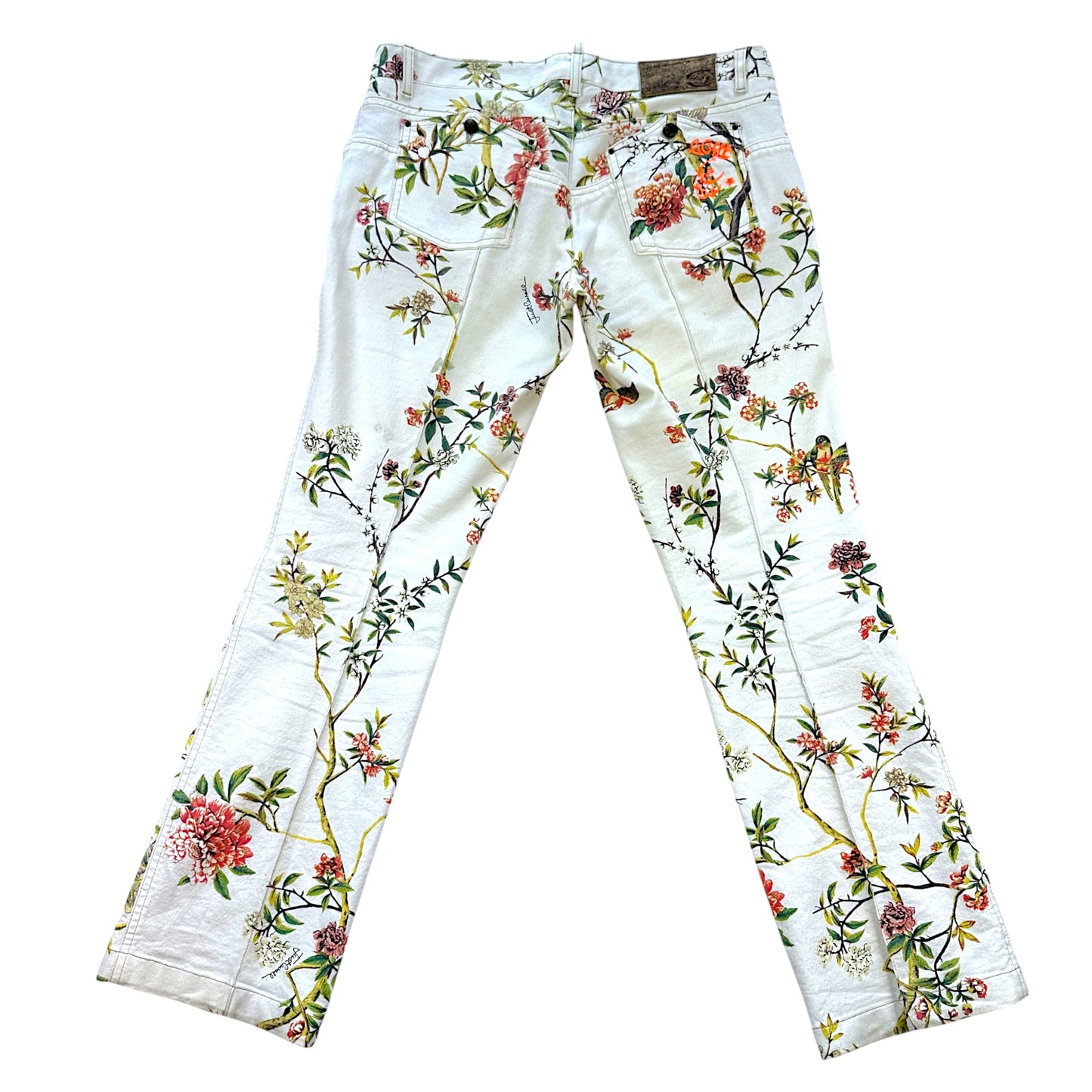 Just Cavalli Roberto Cavalli Ivory Floral Printed Jeans