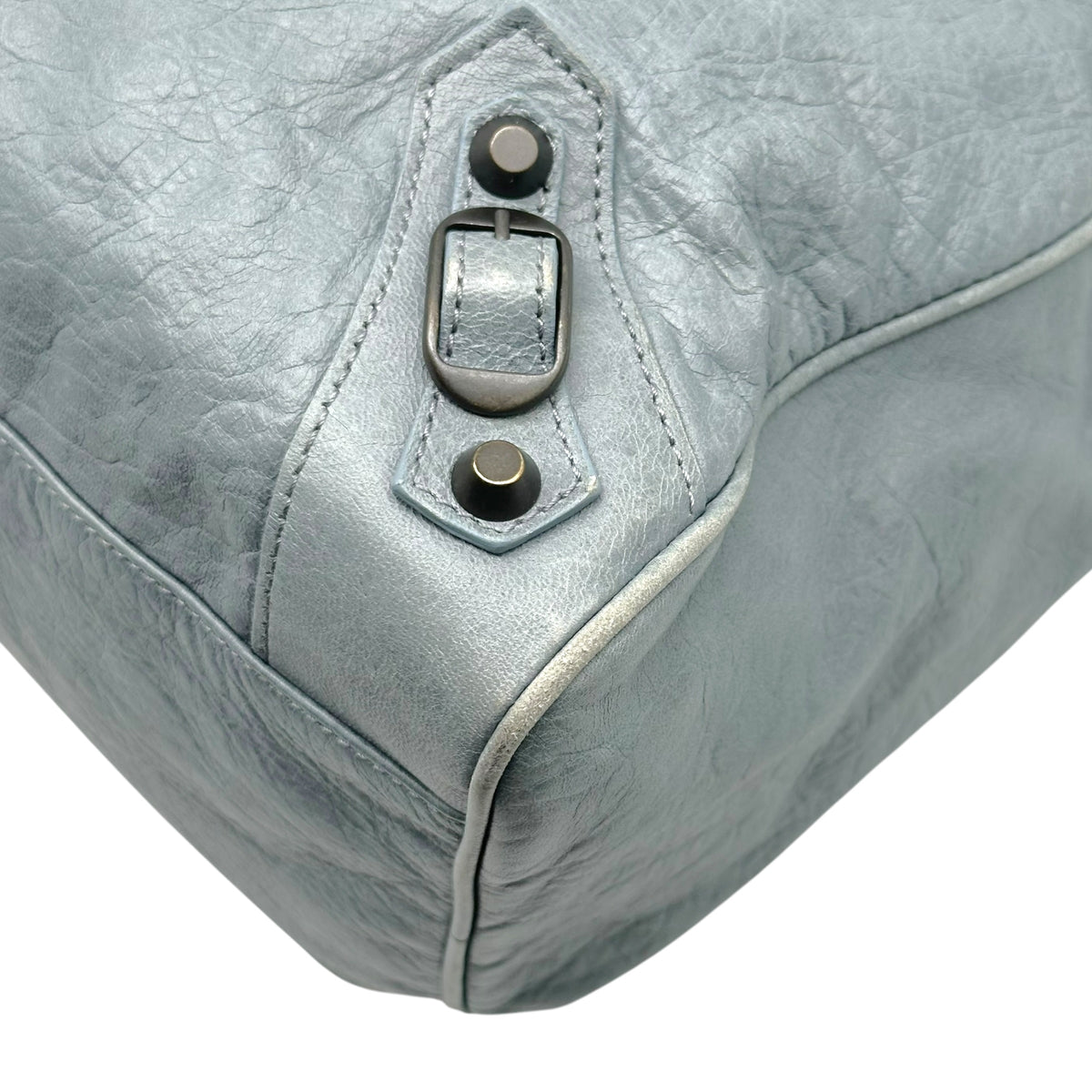 Balenciaga Leather 2-Way City Bag Dusty Blue