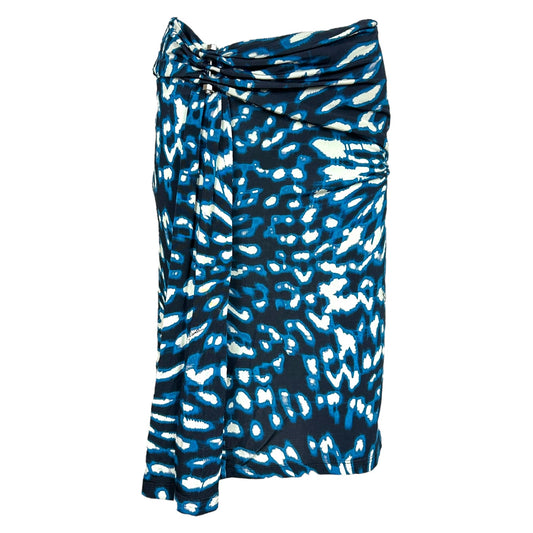 Just Cavalli Roberto Cavalli Black & Blue Printed Midi Skirt