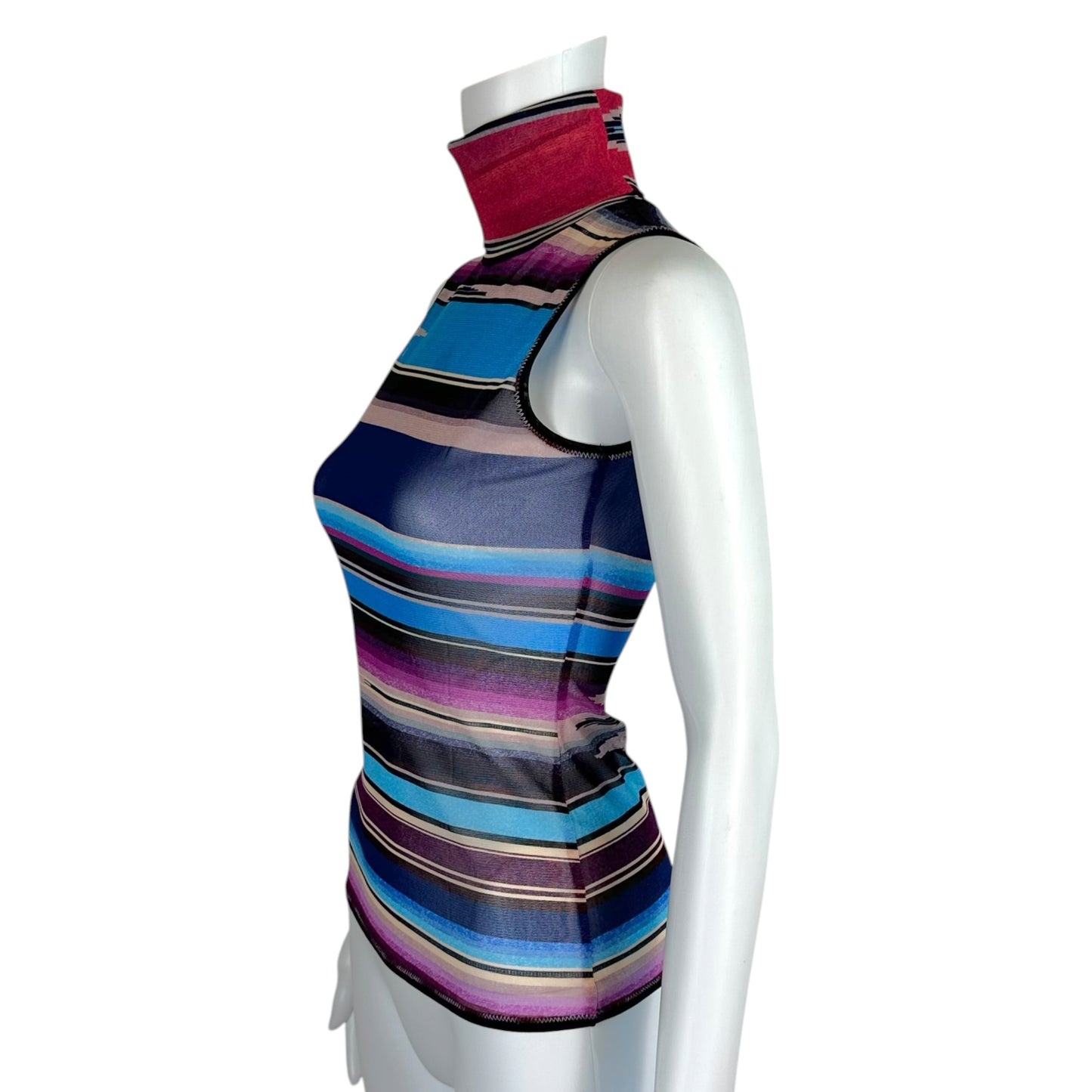 Jean Paul Gaultier Sleeveless Turtleneck Tank Purple Blue