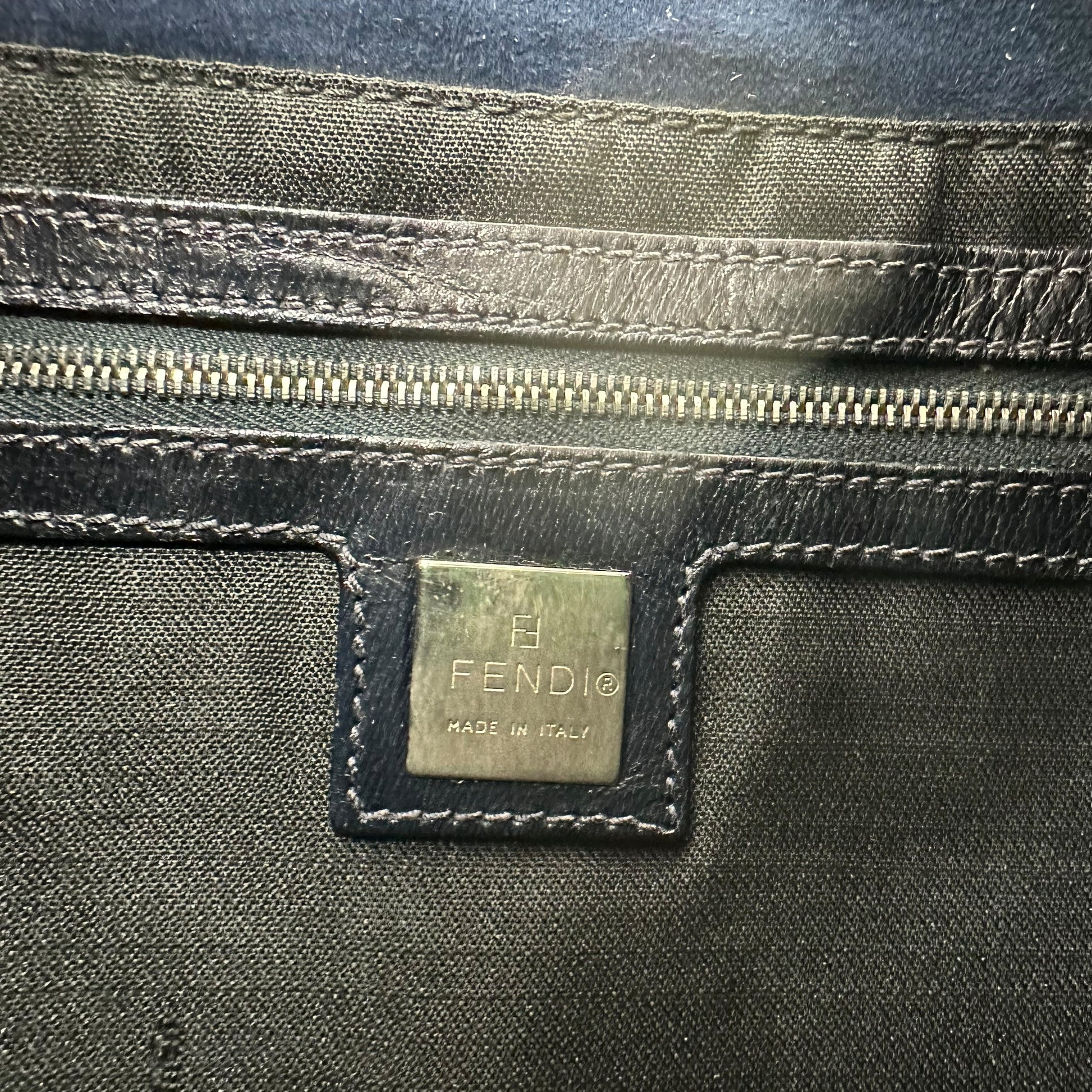 Fendi Navy Blue Suede Baguette Shoulder Bag - Outfit Repeater