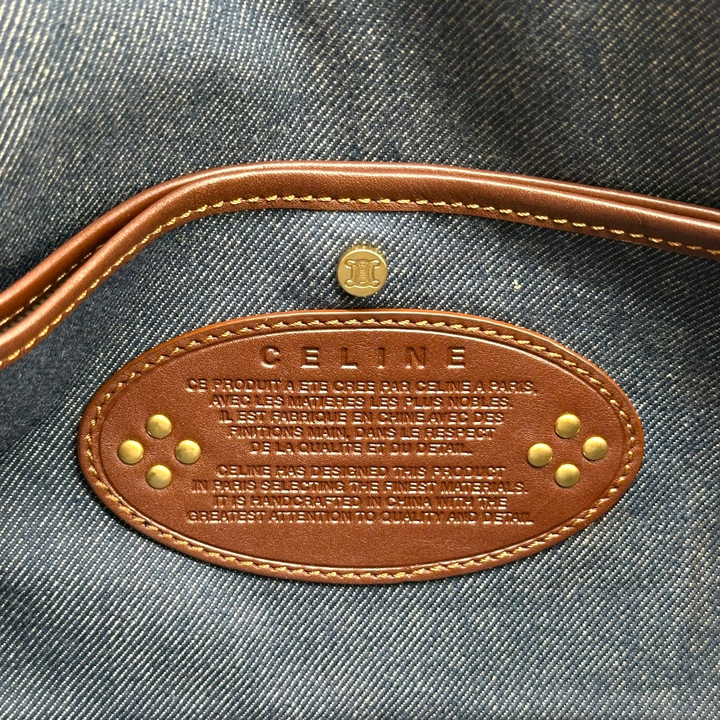 Celine Denim Triomphe Moogram Poulbot Shoulder Bag