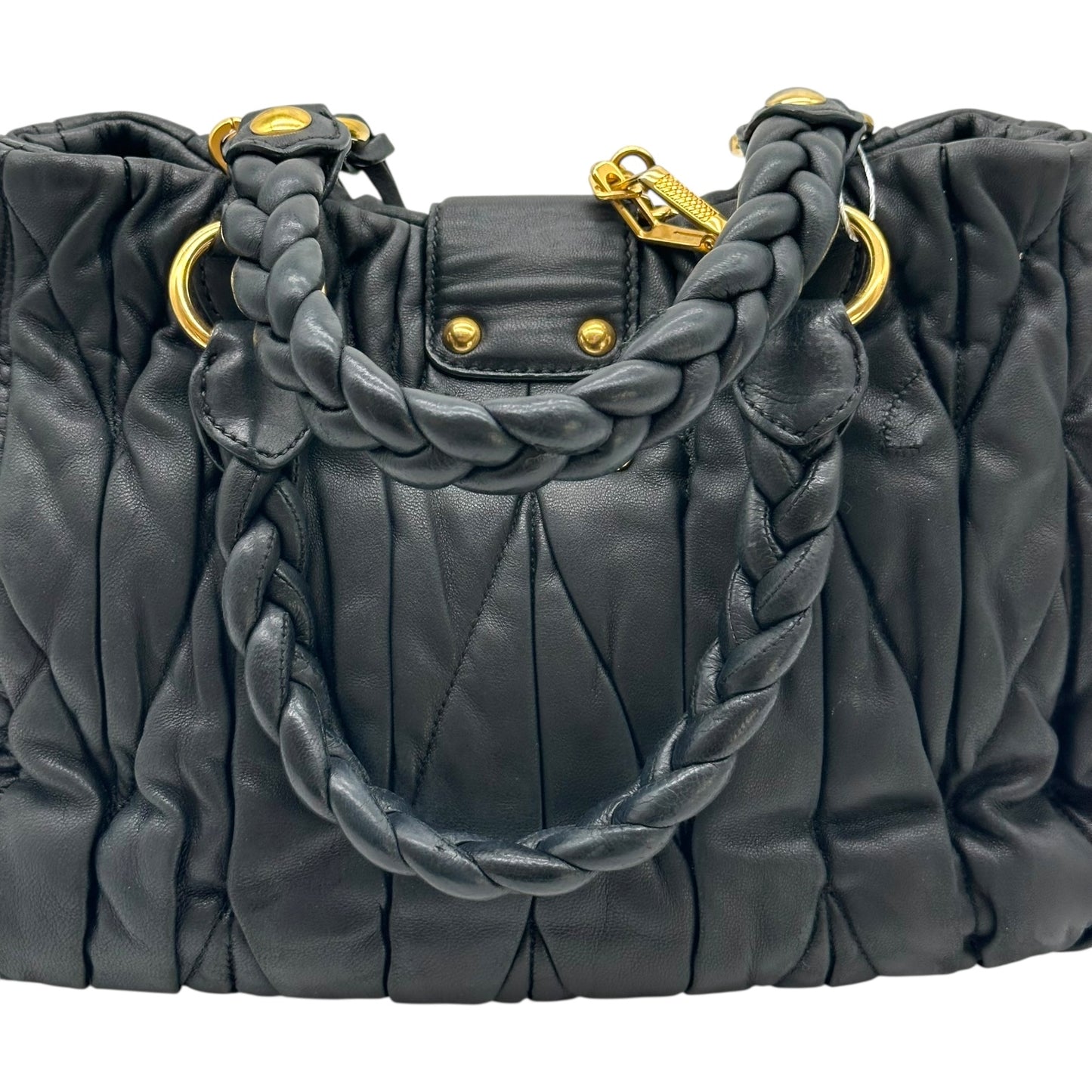 Miu Miu Black & Gold Quilted Matelasse 2-Way Bag