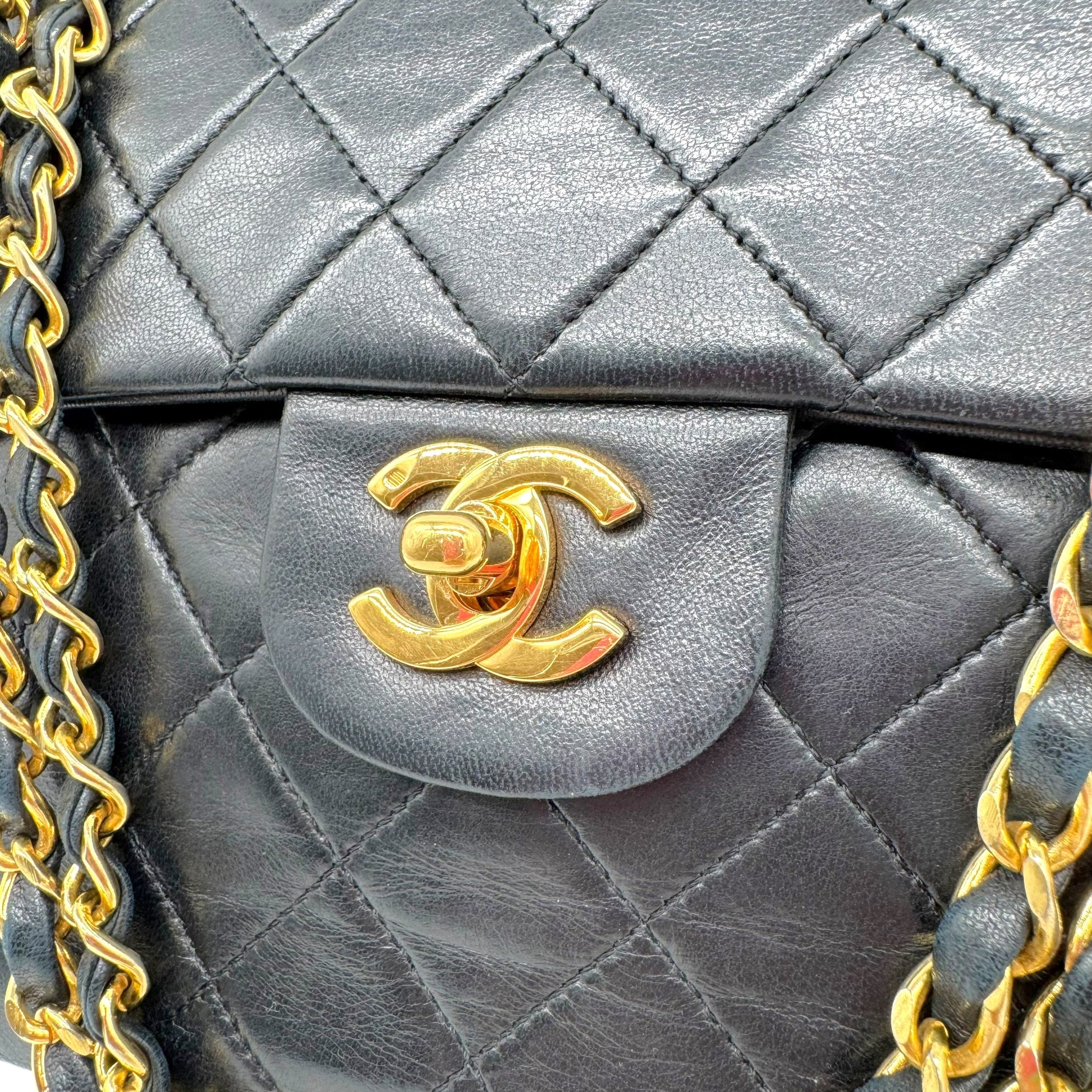 Chanel Black Lambskin Medium Square Double Flap Bag