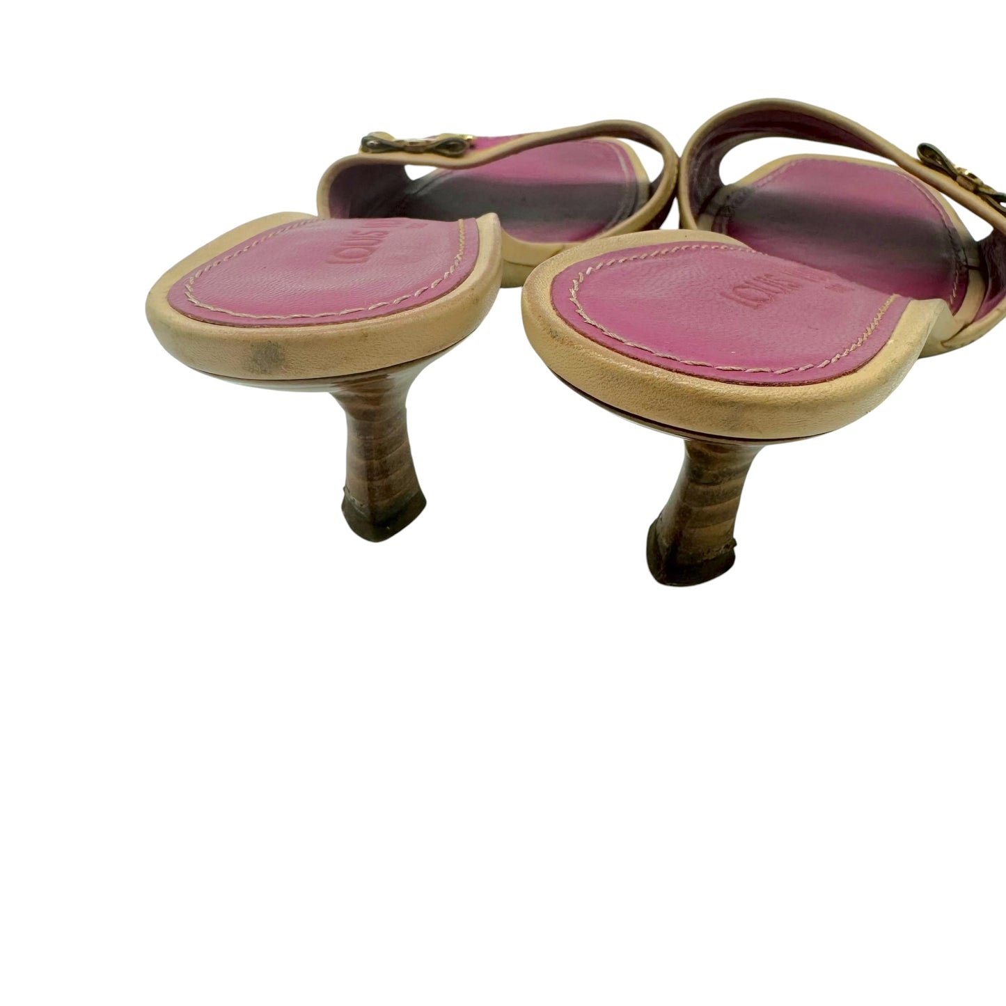 Louis Vuitton Pink Denim Monogram Kitten Heel Mule Sandals