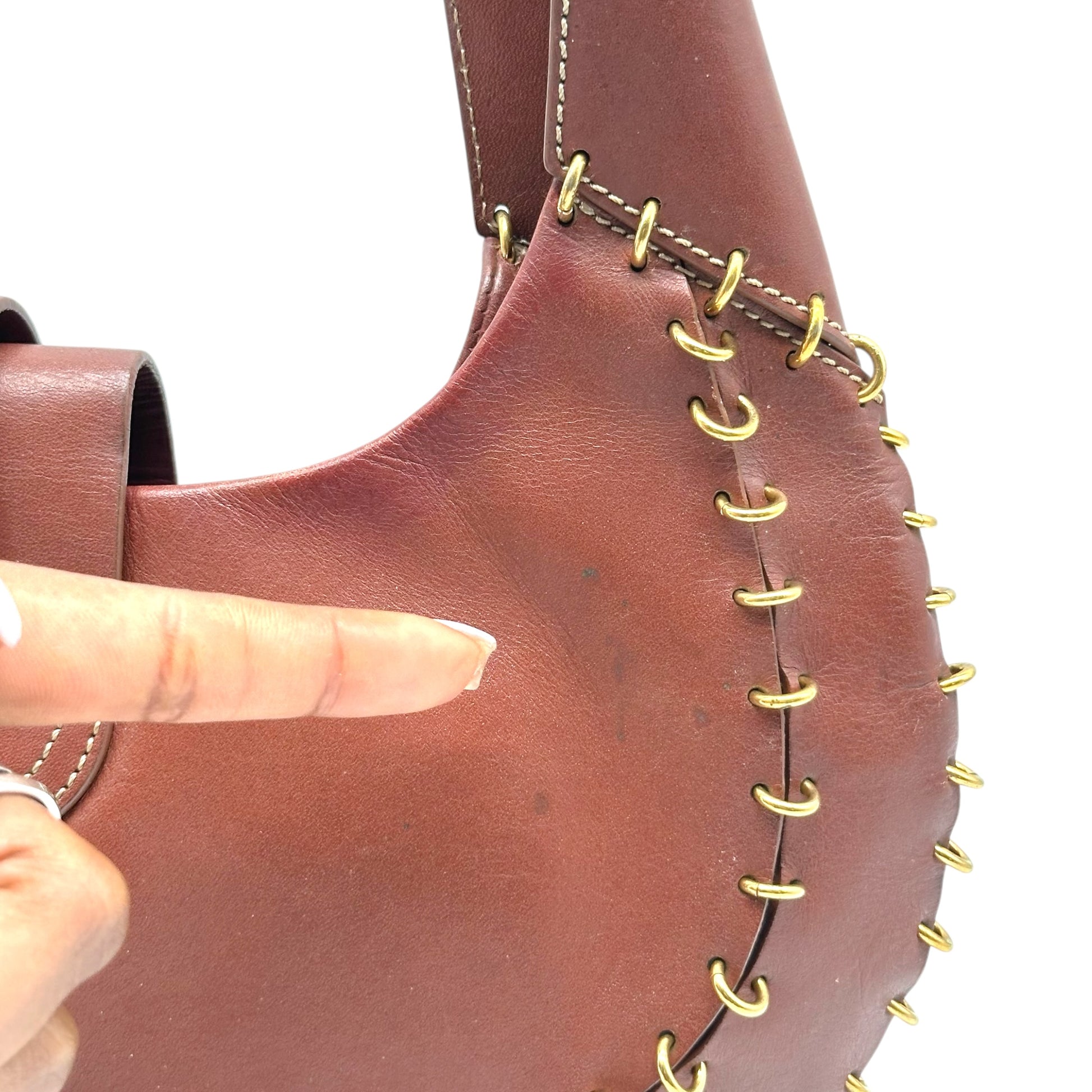 Loewe Brown Leather Small Hobo Bag with Gold Detailing