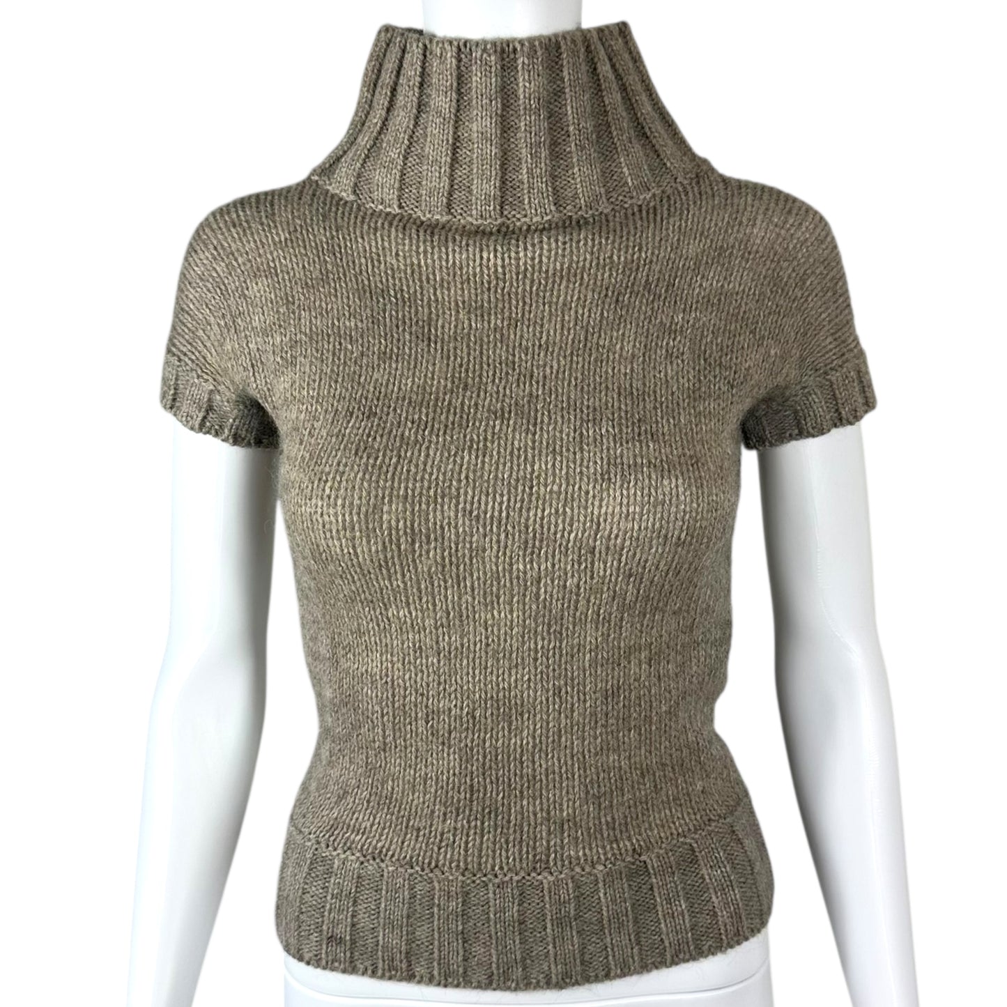 Dolce & Gabbana Gray Shortsleeve Turtleneck Knit Top
