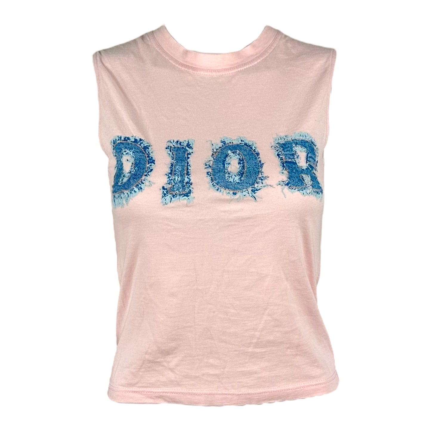 Christian Dior S/S 2003 Pink Denim Logo Tank Top