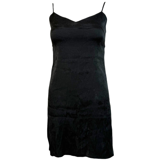 Chanel Black Silk Slip Mini Dress Camellia Print