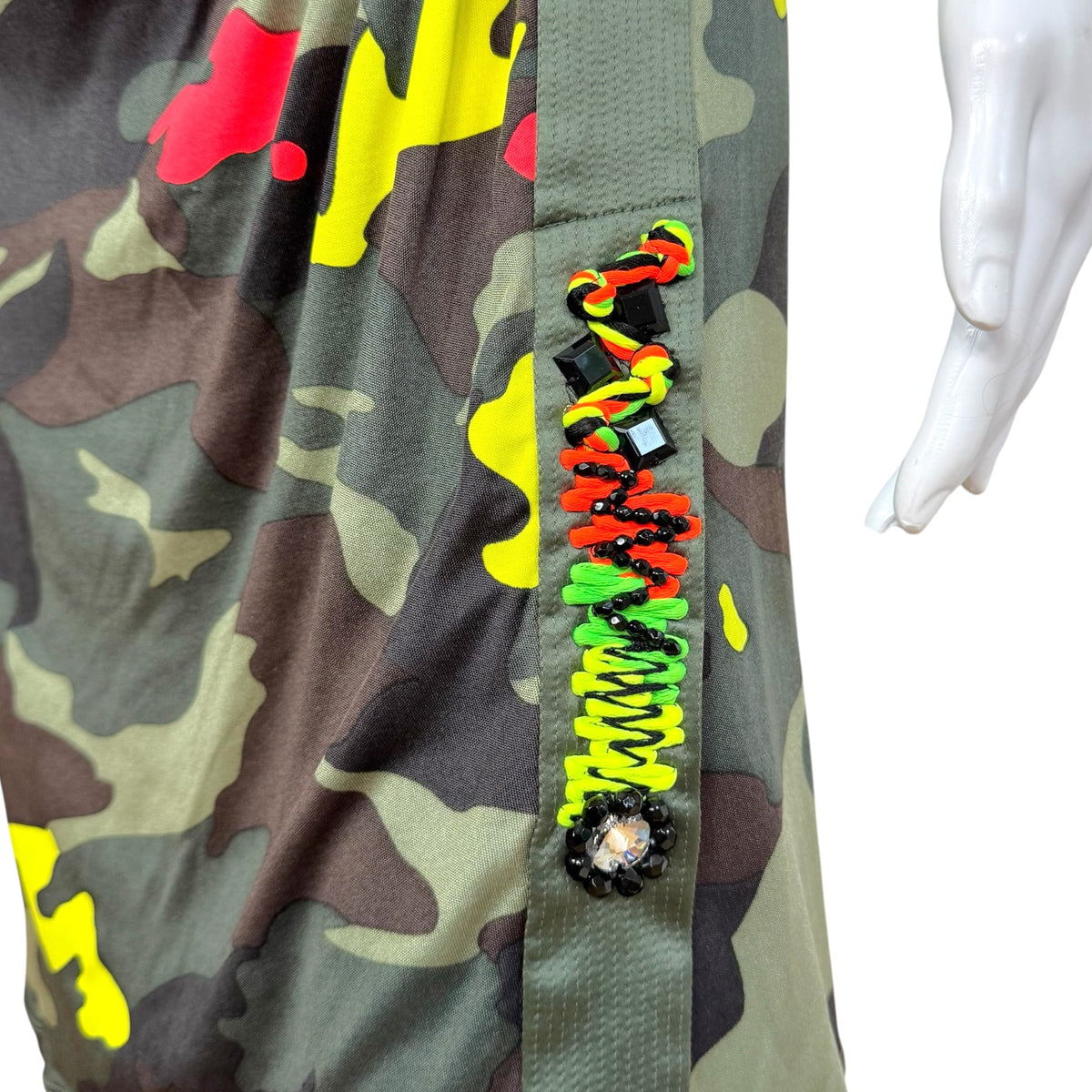 Blumarine Asymmetrical One Shoulder Midi Dress Neon Camouflage