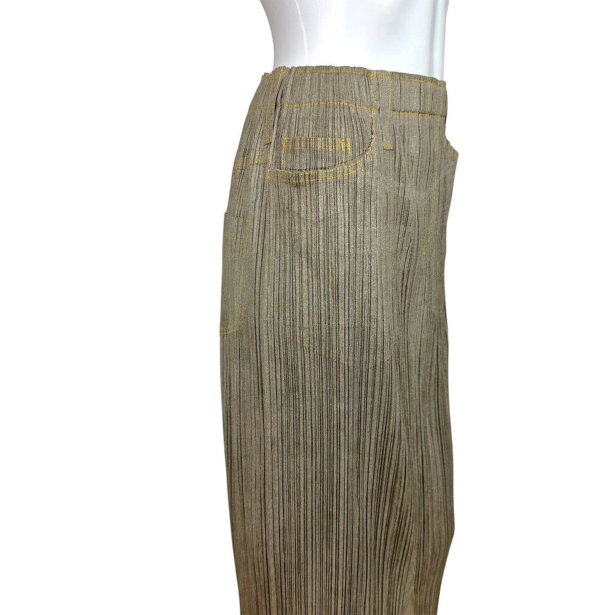 Issey Miyake Midi Skirt Gray Denim Print Size 3