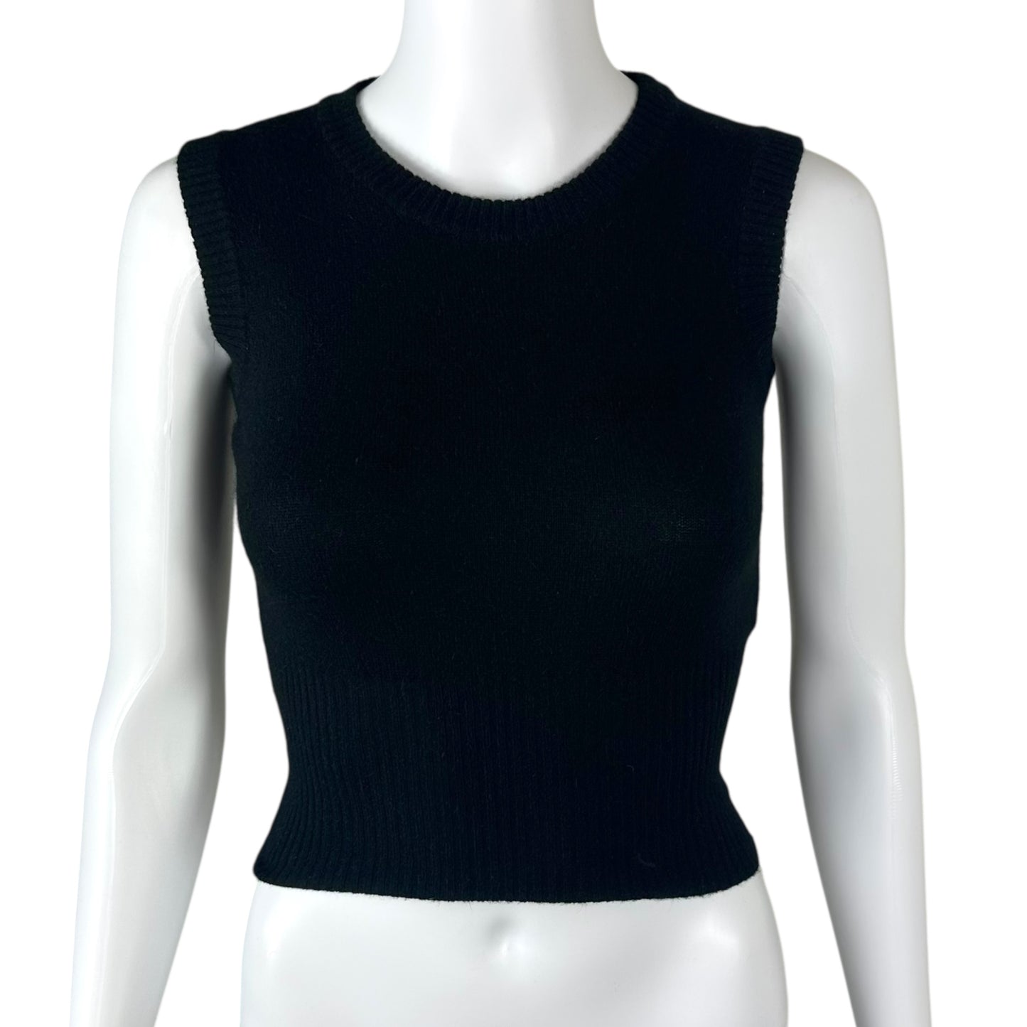 D&G Dolce & Gabbana Black Wool Knit Cropped Sweater Vest