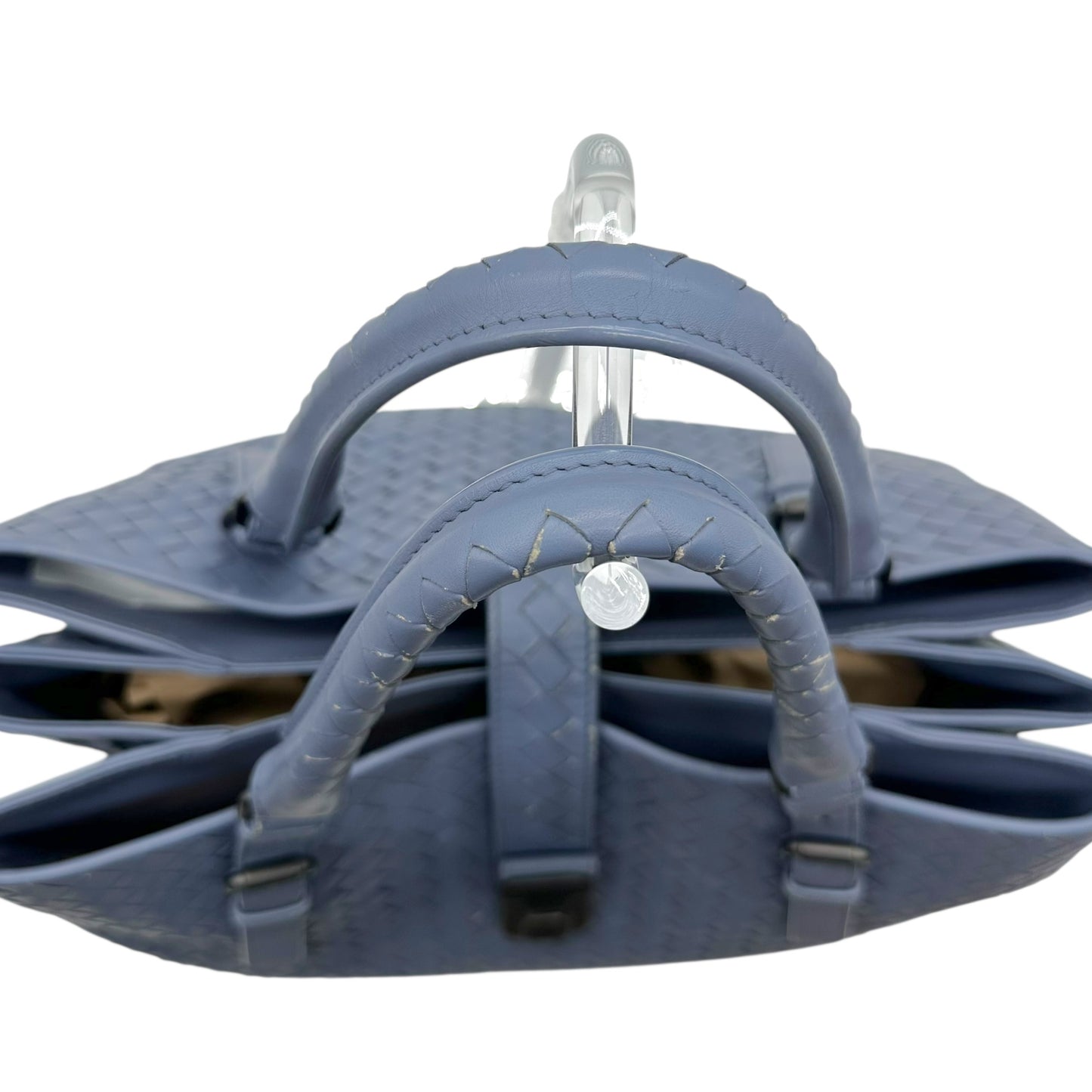 Bottega Veneta Dusty Blue Intrecciato Leather Roma Tote Bag