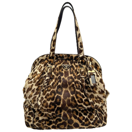 Prada Leopard Print Ponyhair Oversized Bowler Bag