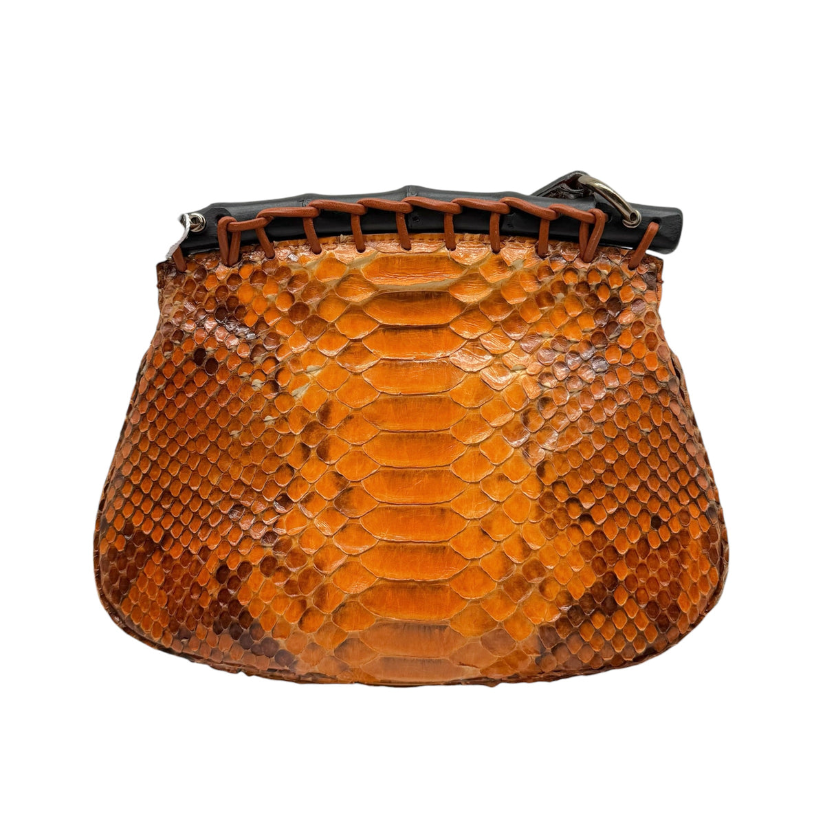 Gucci Orange Python Crossbody Bag With Bamboo Fringe