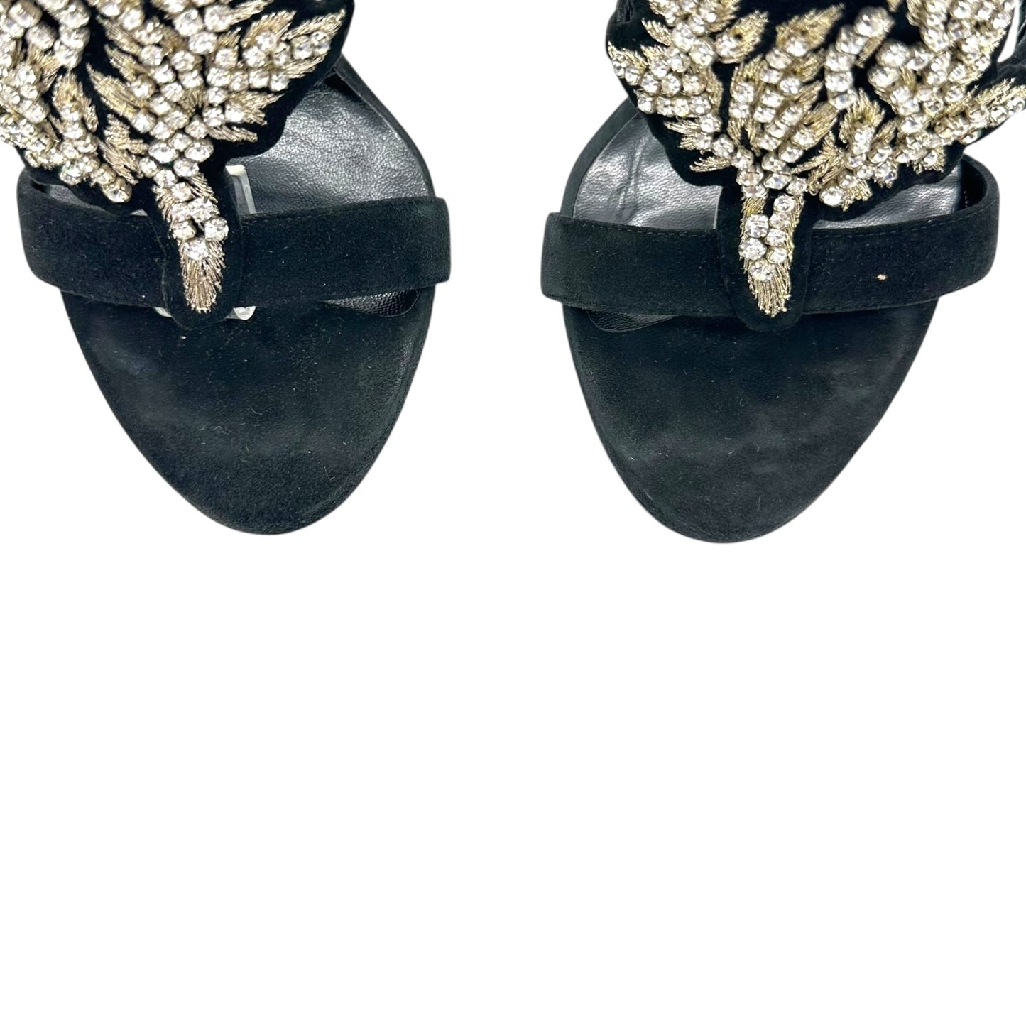 Roberto Cavalli Black Suede Crystal Embellished Heels - Outfit Repeater