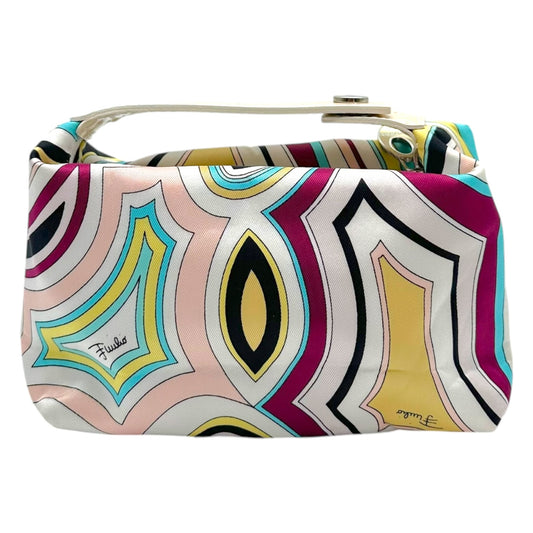 Emilio Pucci Silk Mini Pochette Bag White Multicolor Print