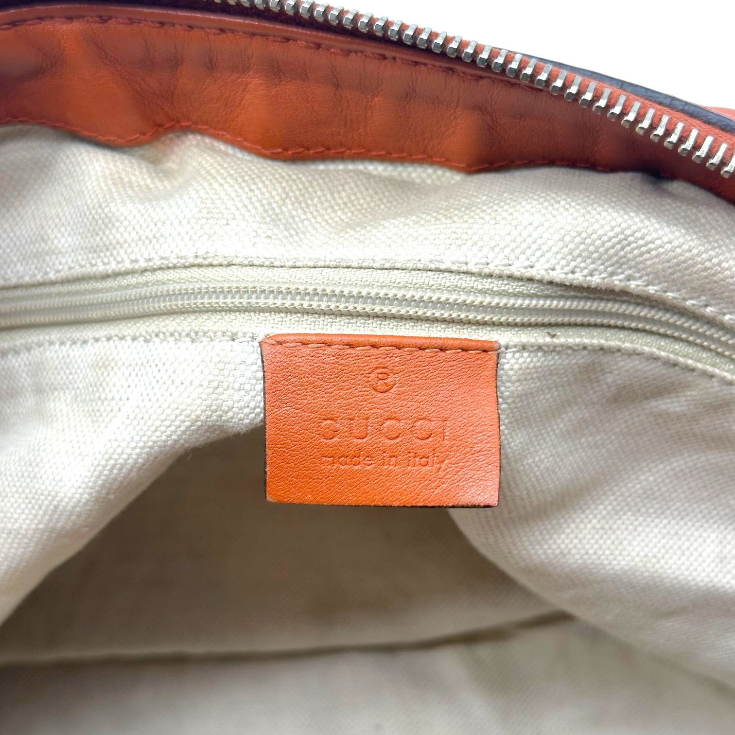 Gucci Orange Embossed Monogram Sukey Tote Bag