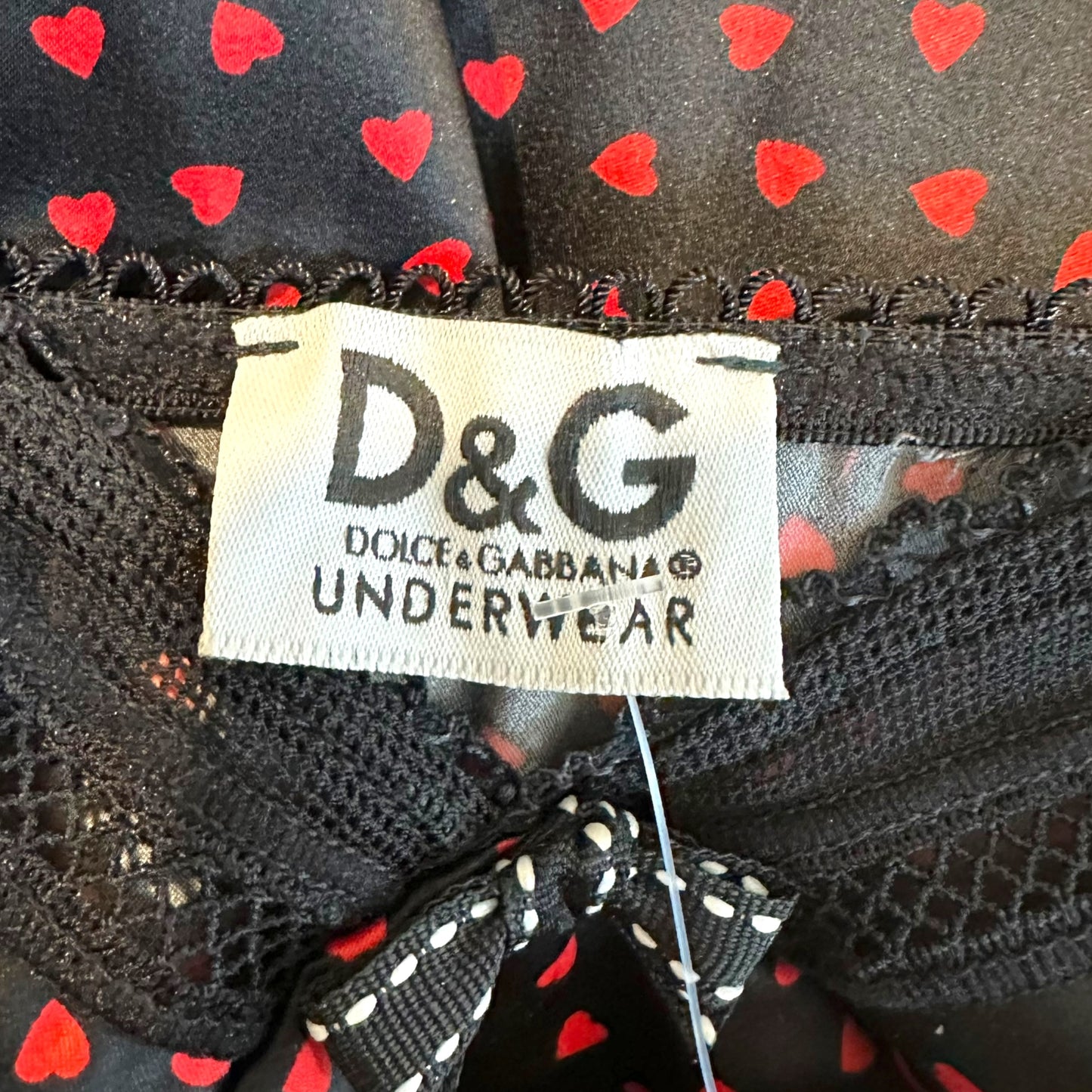 D&G Mini Slip Dress Heart Print Spaghetti Straps A-Line
