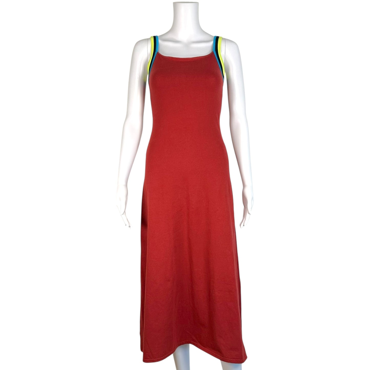 Jean Paul Gaultier JPG Burgundy Maxi Dress w/ Neon Straps