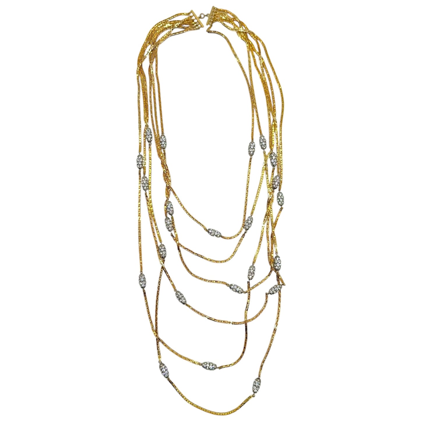 Christian Dior 80's Vintage 6-Strand Gold & Grystal Necklace - Outfit Repeater