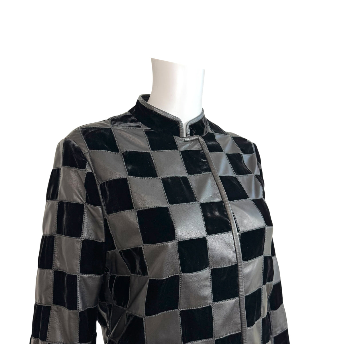 Emporio Armani Checkered Patchwork Jacket Black Gray
