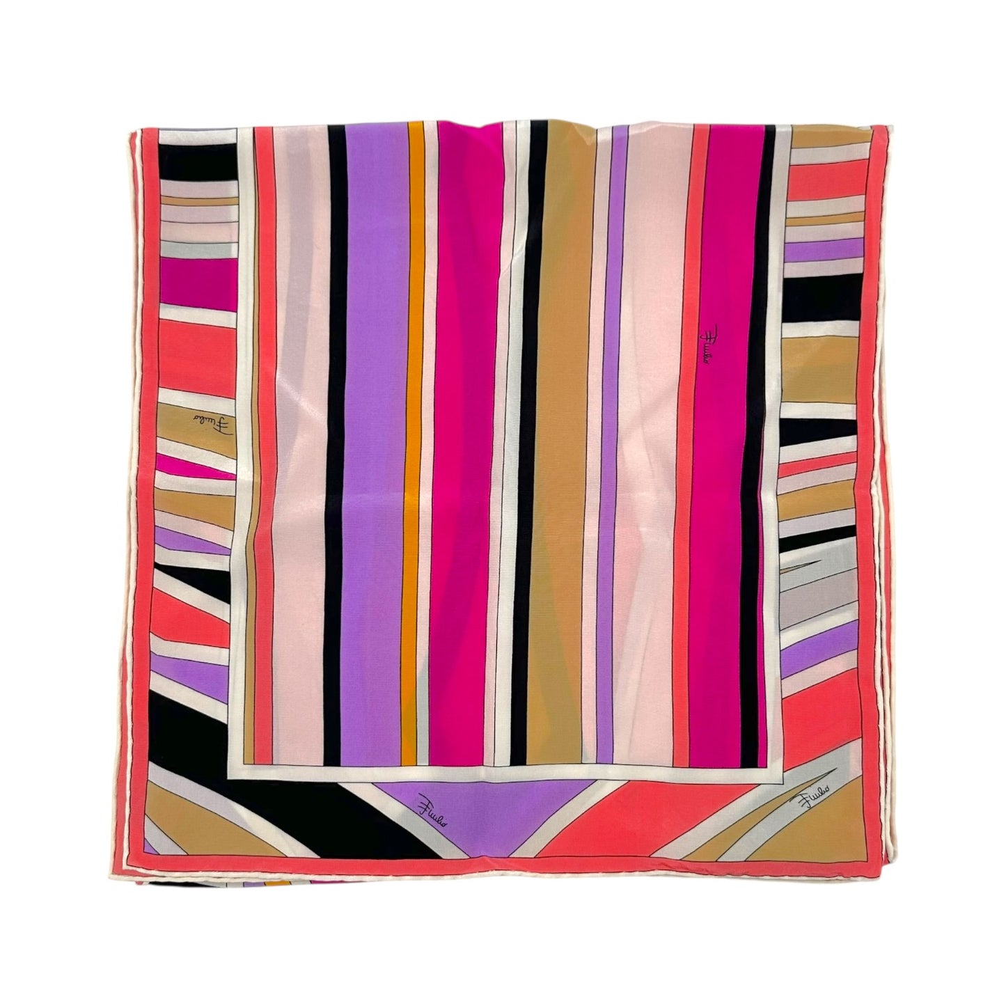 Emilio Pucci Pink & Purple Multi Printed Silk Scarf