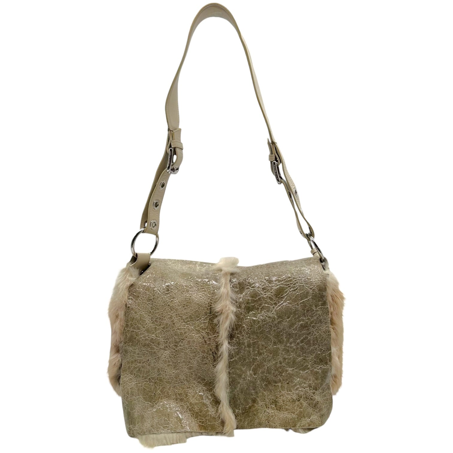 Dolce & Gabbana Ivory Fur Leather Shoulder Bag