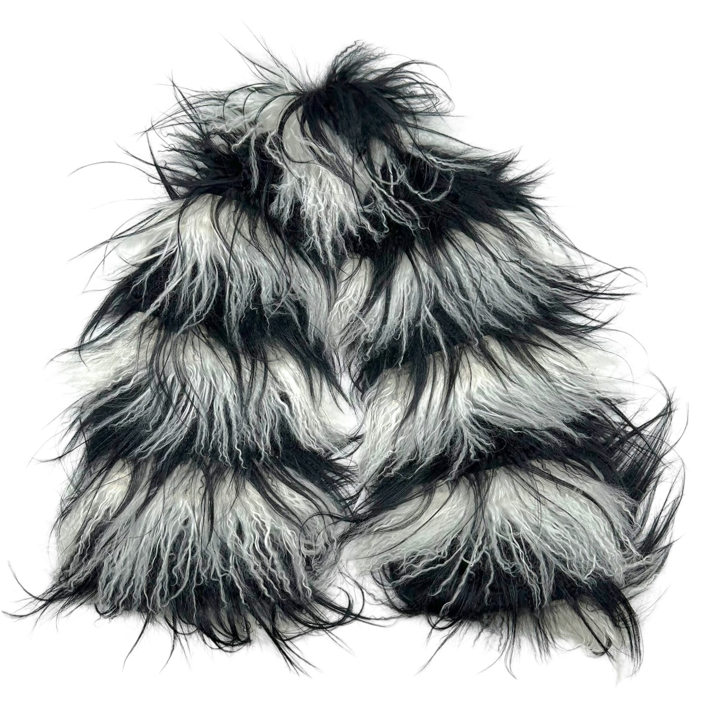 Gucci Mongolian Lamb Fur Black & White Striped Scarf