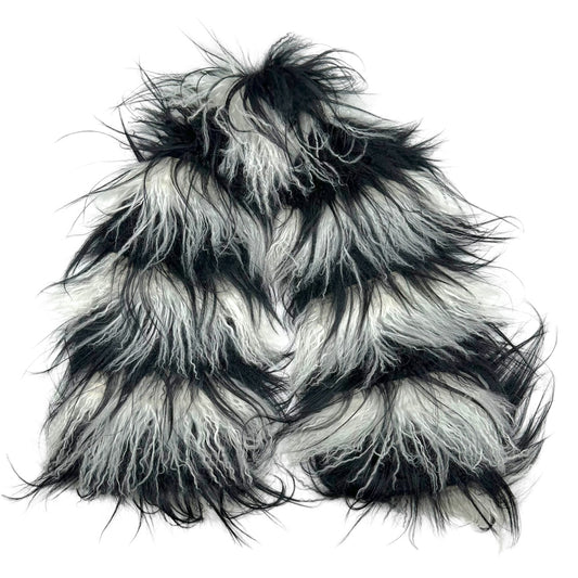Gucci Mongolian Lamb Fur Black & White Striped Scarf