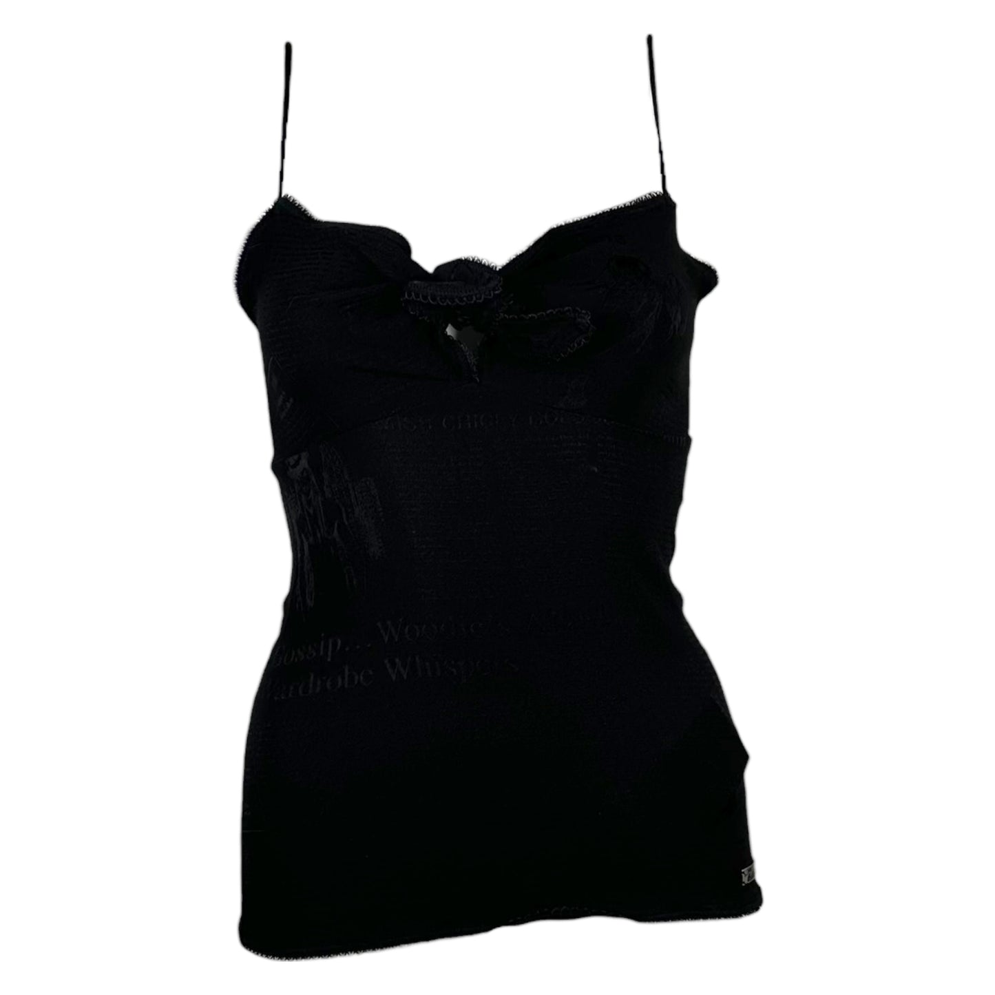 John Galliano S/S 2006 Silk Gazette Print Black Cami