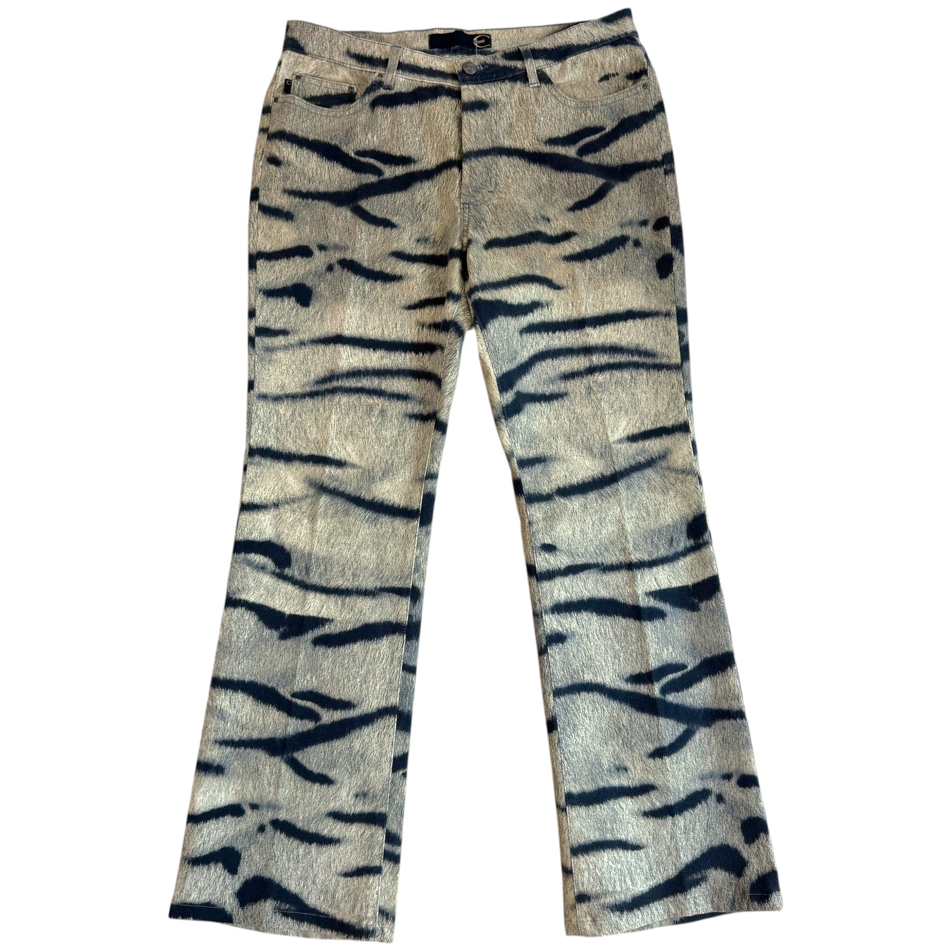 Roberto Cavalli Beige Tiger Print Jeans