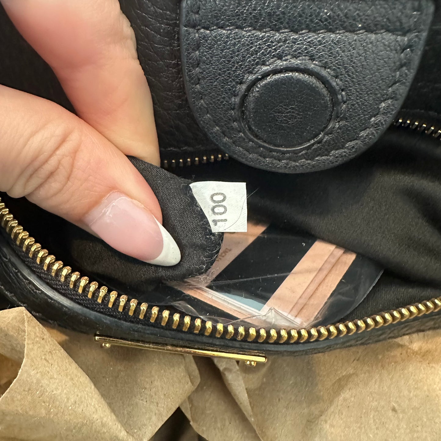 Miu Miu Black Gold Leather Top Handle Bag