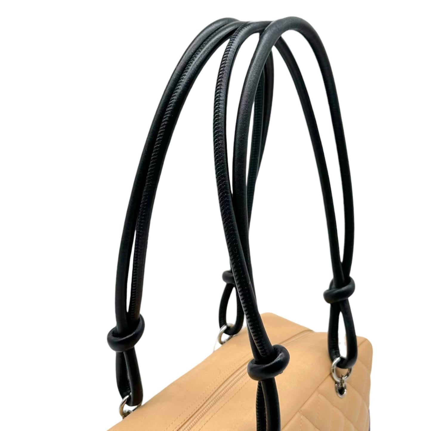 Chanel Bowler Shoulder Bag Beige Black Matelasse