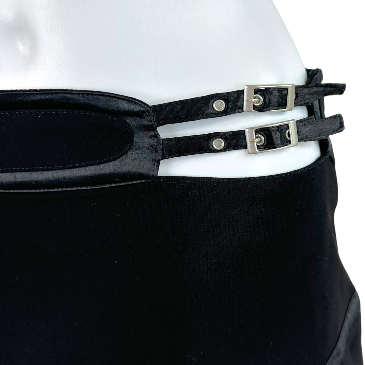 Versace Jeans Black Pleated Mini Skirt With Waist Cut-Out