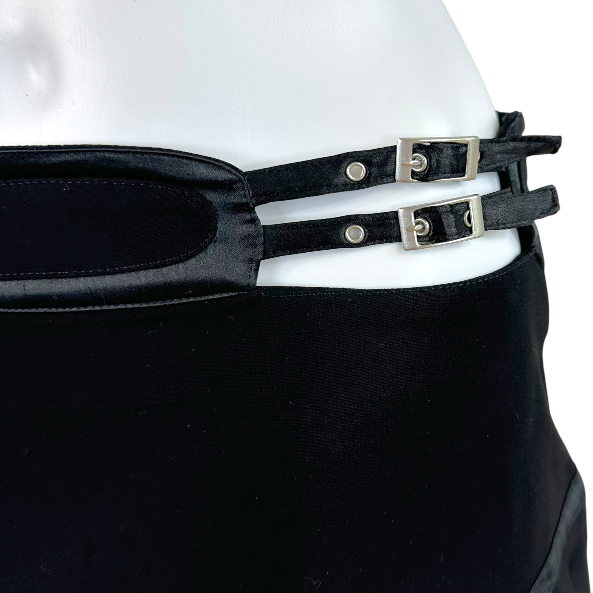 Versace Jeans Black Pleated Mini Skirt With Waist Cut-Out