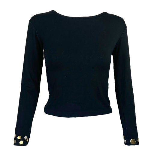 Fendi Jeans Black Longsleeve w/ Studded Logo Sleeves - Outfit Repeater